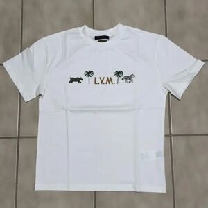 Louis Vuiton White Graphic Logo T-Shirt with Green and Gold Accents